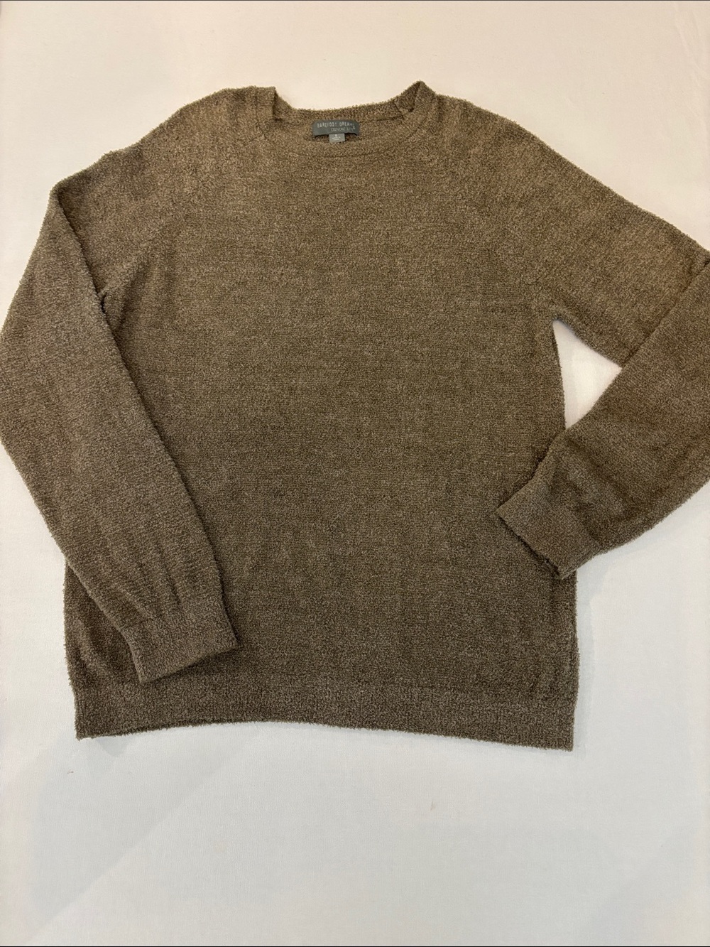 Barefoot Dreams Cozy Chick Olive Green Crewneck Pullover Sweater. Small